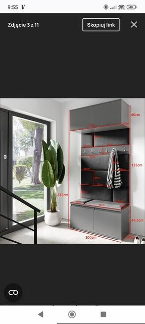 Garderoba z tapicerowanym siedziskiem