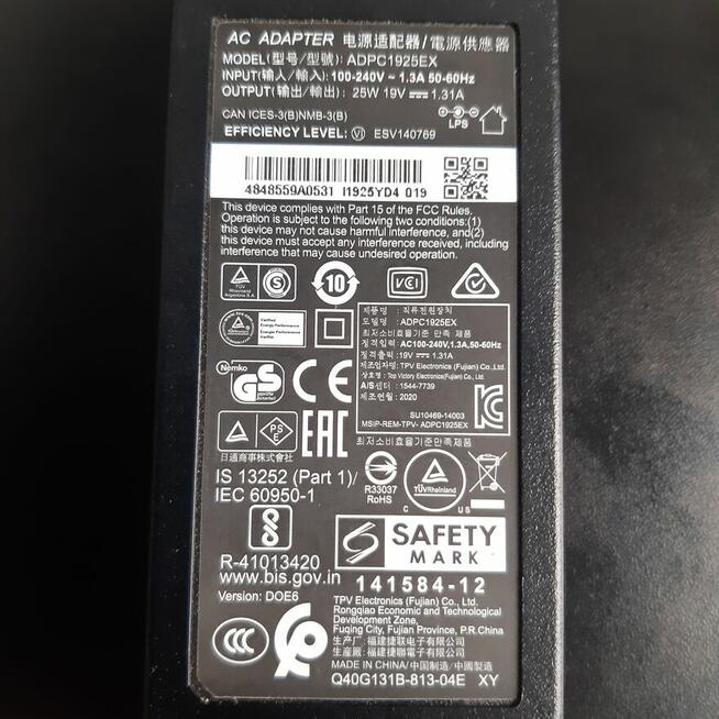 Zasilacz Fujian model ADPC1925EX 19V/25W do monitorów LCD