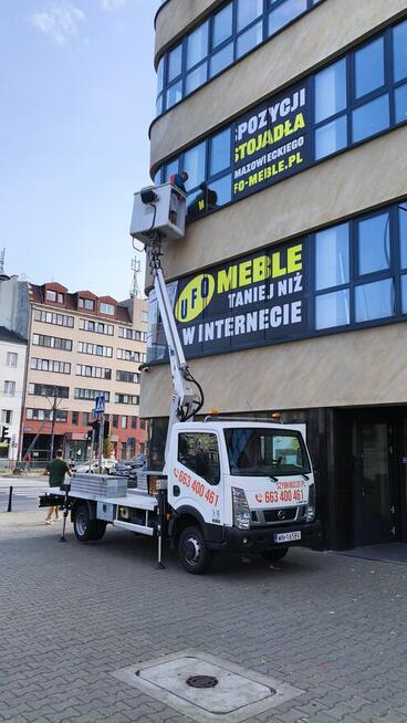 Podnośnik koszowy, zwyżka, reklamy, dekoracje, przycinka