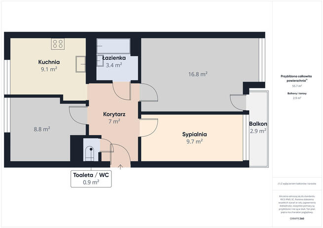 Parter 3-pokojowe mieszkanie z dużym balkonem