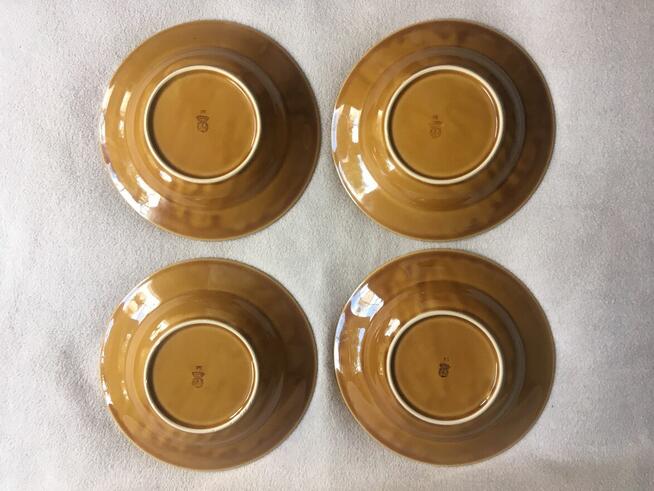 Stare talerze głębokie PRL ceramika kamionka Tułowice brąz Ł