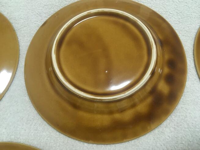 PRL talerzyk talerzyki deserowe 17 cm brązowe porcelit