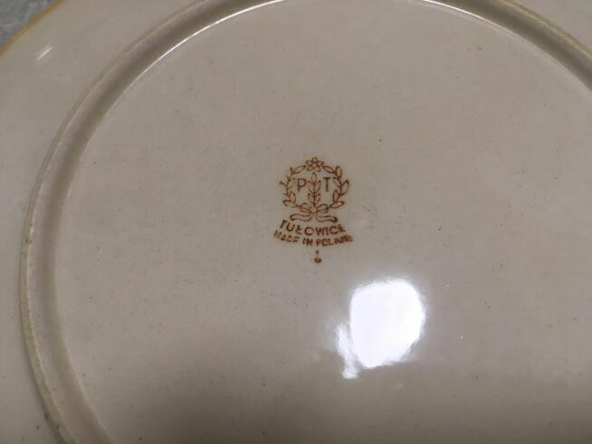 Stare talerz głęboki deserowe Tułowice porcelit PRL