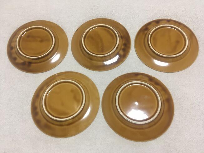 PRL talerzyk talerzyki deserowe 17 cm brązowe porcelit