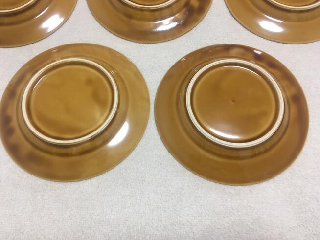 PRL talerzyk talerzyki deserowe 17 cm brązowe porcelit