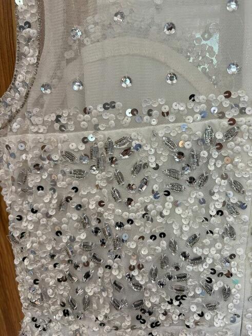 Suknia ślubna bez rękawów z cekinami Lade & Beads XL