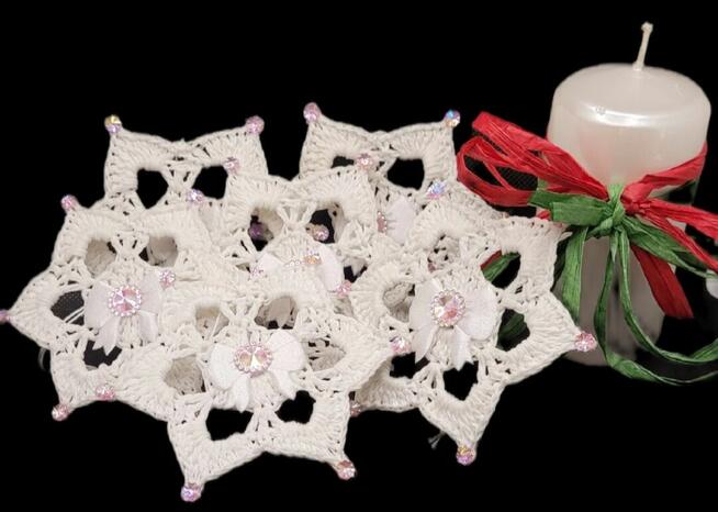 Gwiazdki choinkowe ręcznie wykonane 6szt