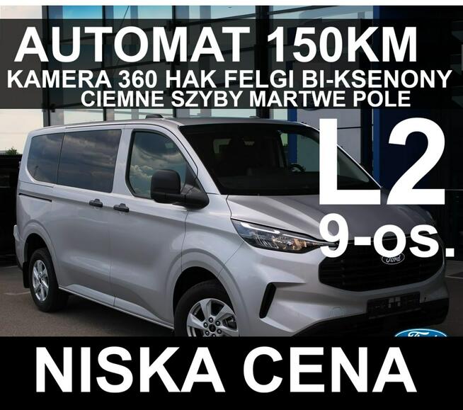 Ford Transit Custom Automat 150KM Kamera 360 Hak Felgi Martwe Pole Niska Cena