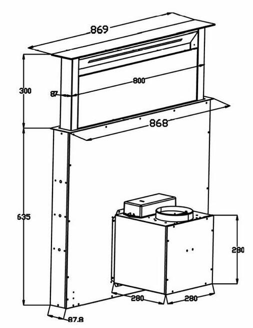 Automatyczny okap kuchenny downdraft wysuwany blatowy SCHILD