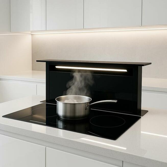 BLACK Automatyczny okap kuchenny downdraft wysuwany blatowy