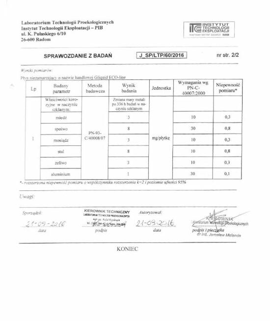 Ekologiczny koncentrat glikolu do C.O. -60°C 20L | Gliquid E