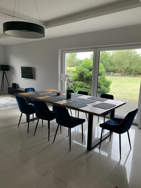 Stół do jadalni Prosty ze stali i drewna 180x90x76cm