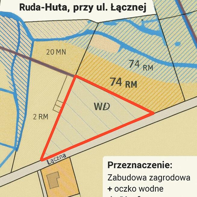Działka 2400 m² z WZ – spokojna okolica, Ruda-Huta, ul.Łączna