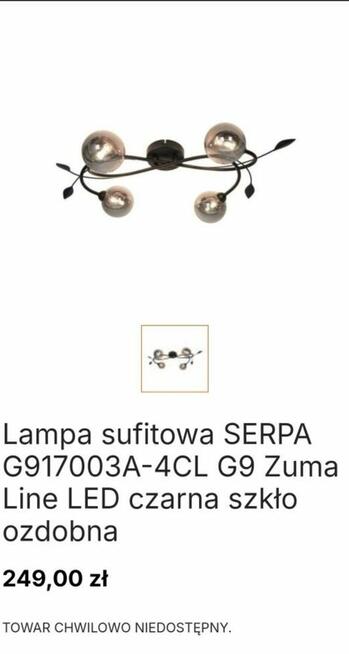 Lampa sufitowa SERPA G917003A-4CL G9 Zuma Line LED czarna sz