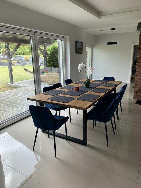 Stół do jadalni Prosty ze stali i drewna 180x90x76cm