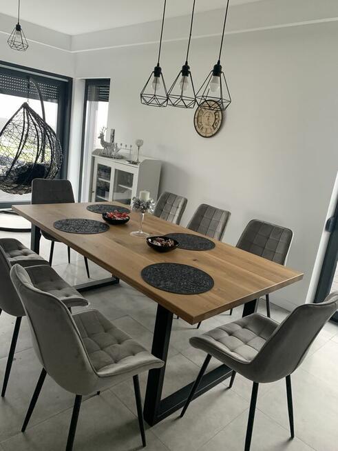 Stół do jadalni Prosty ze stali i drewna 180x90x76cm