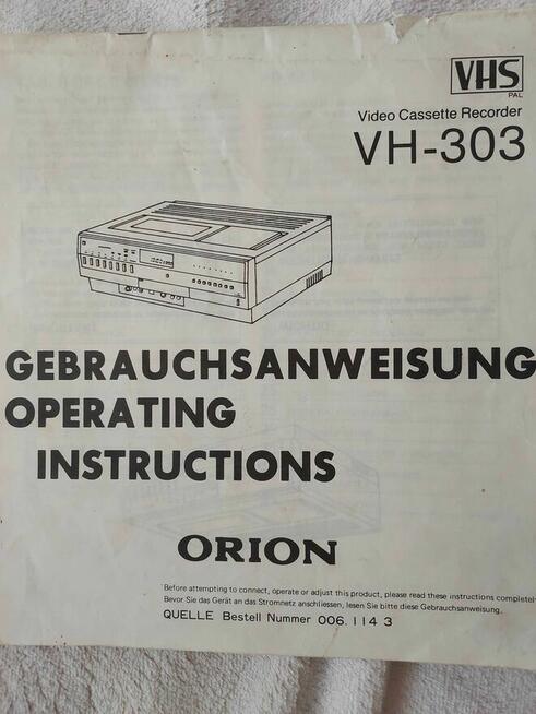 Stary Magnetowid VHS ORION VH-303