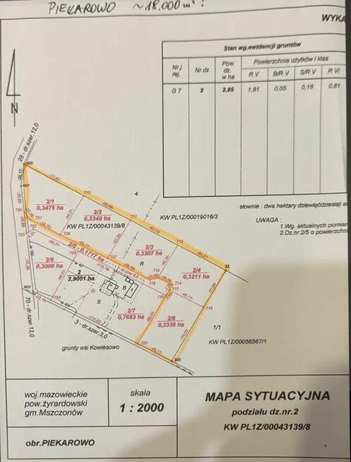 Działka Rolna 18000m² (1.8ha) w Piekarowo gm. Mszczonów OKAZ