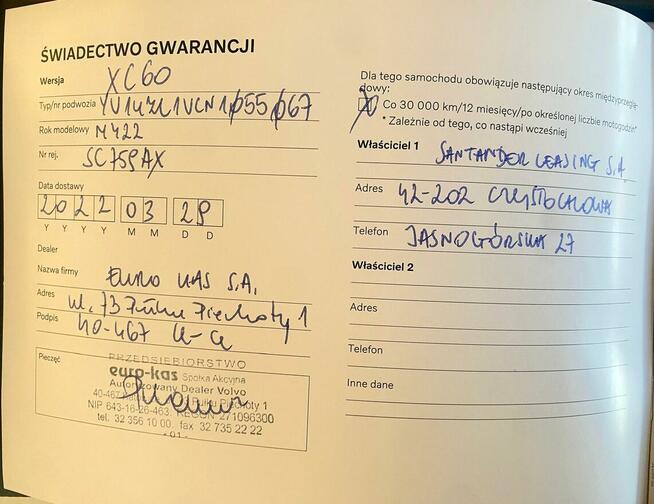 Samochód VOLVO XC60 B5 z salonu , serwisowany
