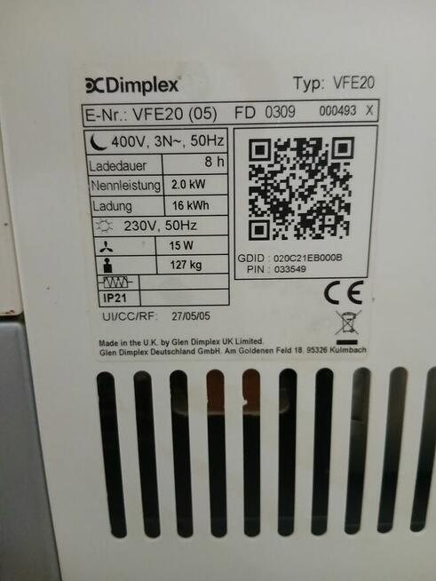Piec akumulacyjny dynamiczny elektryczny Dimplex VFE 20 K