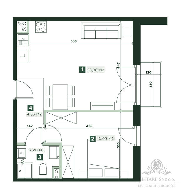 Mieszkanie 2pok. o pow 44,13m2 z balkonem/ Żerniki Strachowicka