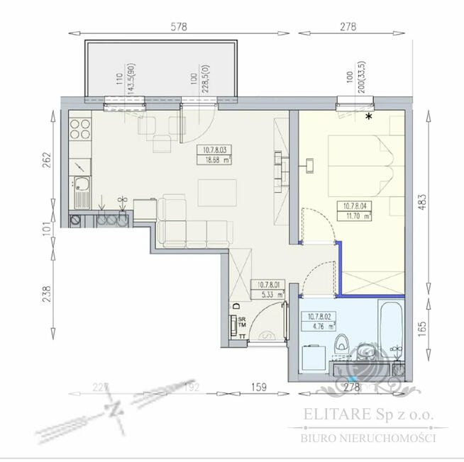 Mieszkanie 2 pok, 40,47m2 z balkonem /Wrocław Krzyki Partynice