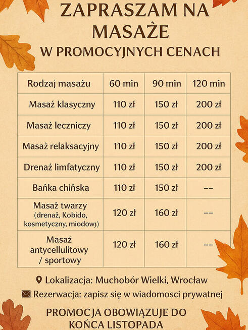 Oferuję profesjonalne masaże