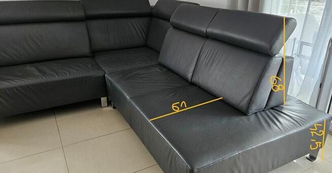 Narożnik ze skóry naturalnej - czarny - OKAZJA !!!