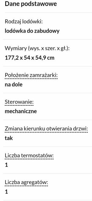Lodówka pod zabudowę Electrolux