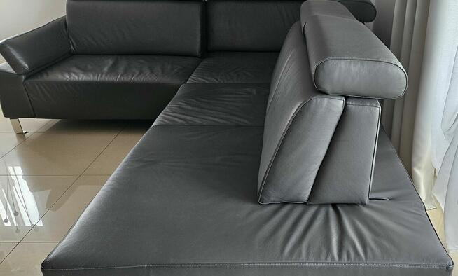 Narożnik ze skóry naturalnej - czarny - OKAZJA !!!