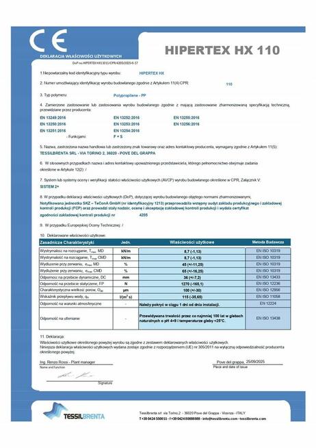 Geowłóknina Pod drogę Polipropylen PP 9kN/110g/m2