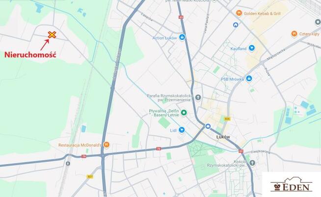 Działka budowlana Łuków Poważe, Opłotki