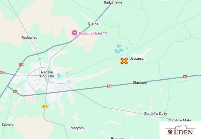 Działka rolno-budowlana Ustrzesz gm. Radzyń Podlaski