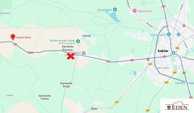 Działka rolno-budowlana Sięciaszka Pierwsza gm. Łuków