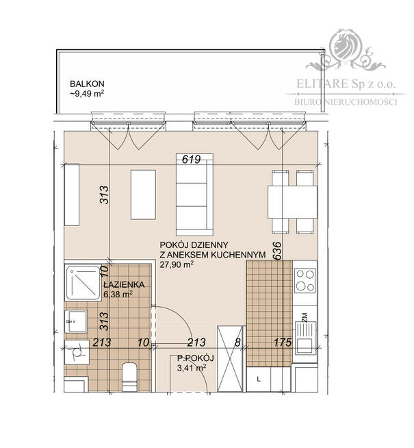 Mieszkanie 37,69m2, 1 pok. z balkonem 9,49m2 /Stare Miasto, Szczepin