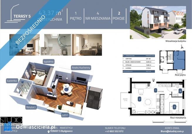 5 min. Stary Rynk/2 pokoje/balkon/bez PCC i prowizji!