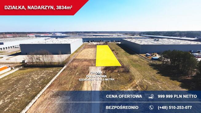 Działka przemysłowo-usługowa 3834 m² NADARZYN przy trasie S8