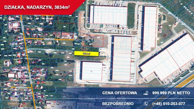 Działka przemysłowo-usługowa 3834 m² NADARZYN przy trasie S8