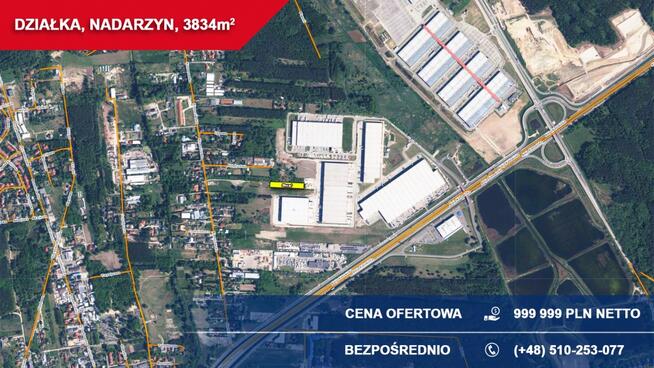Działka przemysłowo-usługowa 3834 m² NADARZYN przy trasie S8