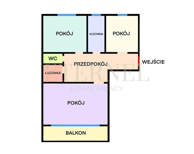 Przestronne 3-pokojowe mieszkanie 59m2 z balkonem