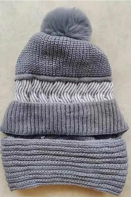 Nowy śliczny Damski cieplutki komplet zimowy czapka + szalik