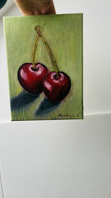 Oryginalny obraz olejny „Wiśnie” – 18×24 cm