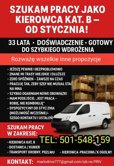 33latek od stycznia szuka pracy kat B
