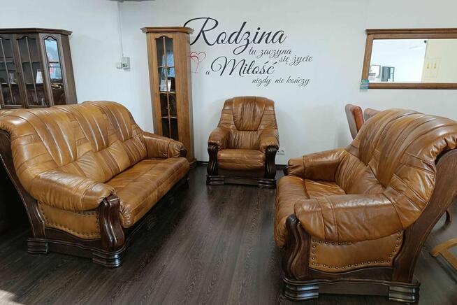 Komplet PATRYCJA ! Skóra + drewno dębowe! Od zaraz