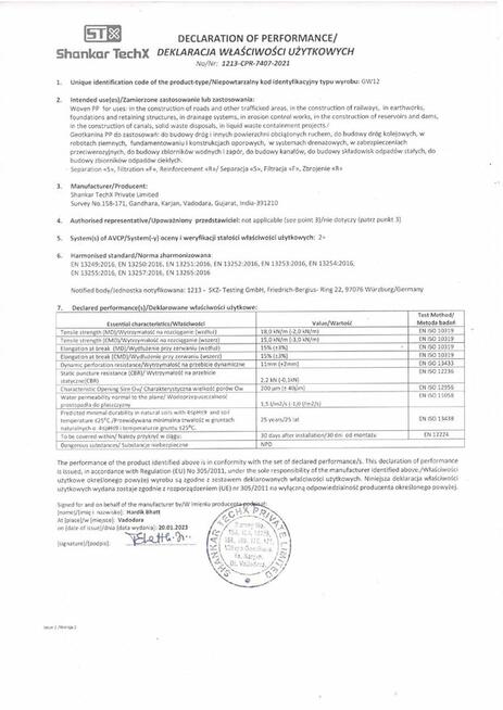 Geotkanina 15/18kN POLIPROPYLENOWA 525cm. 5,25m. Drogowa