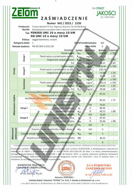 Kocioł Kotły Drewno/Węgiel/Pellet piece 5KLASA 10kW do 120m2