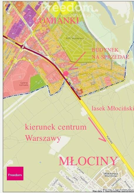 Działka budowlana z budynkiem 600,0m2 , ŁOMIANKI