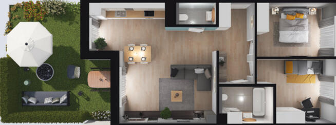 Piękne mieszkanie 3pokojowe z ogródkiem w zielonej i spokojnej okolicy