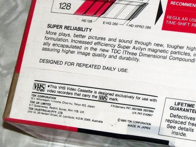 TDK HS E-180,,, VHS kaseta 2 PACK ,,, Folia