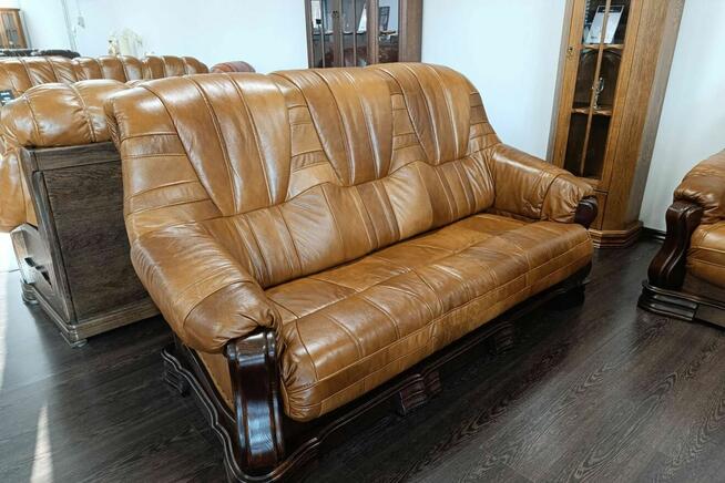 Komplet PATRYCJA ! Skóra + drewno dębowe! Od zaraz